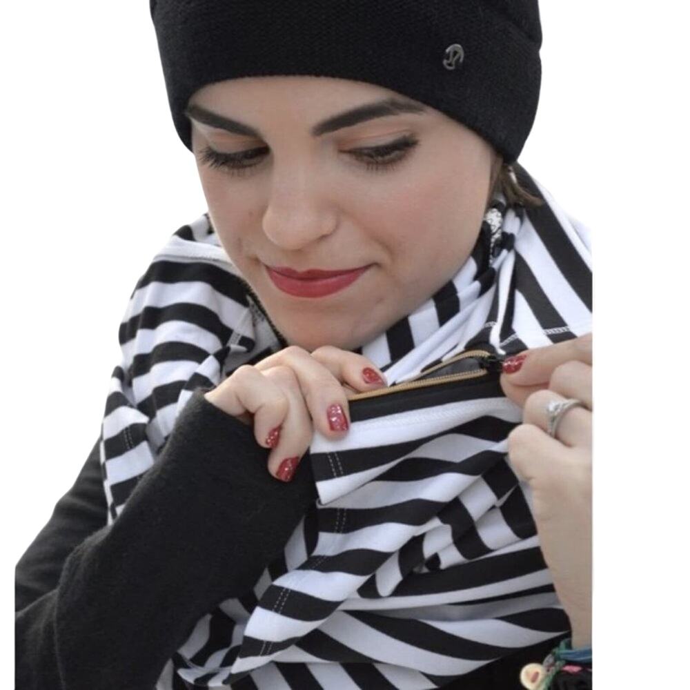 LULULEMON Women's Vinyasa Scarf *Zips Apex Stripe Black White